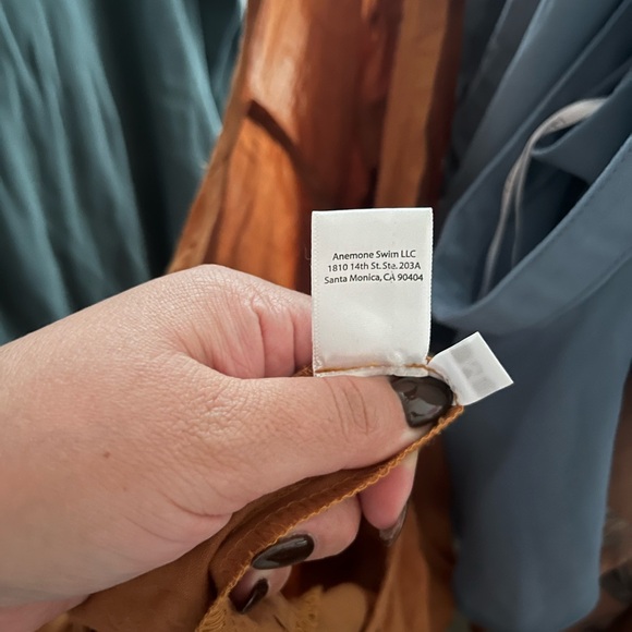 Women’s 100% Ramie ANEMONE V Neck Open Back Full Button Down Maxi Dress M Orange - Picture 9 of 11